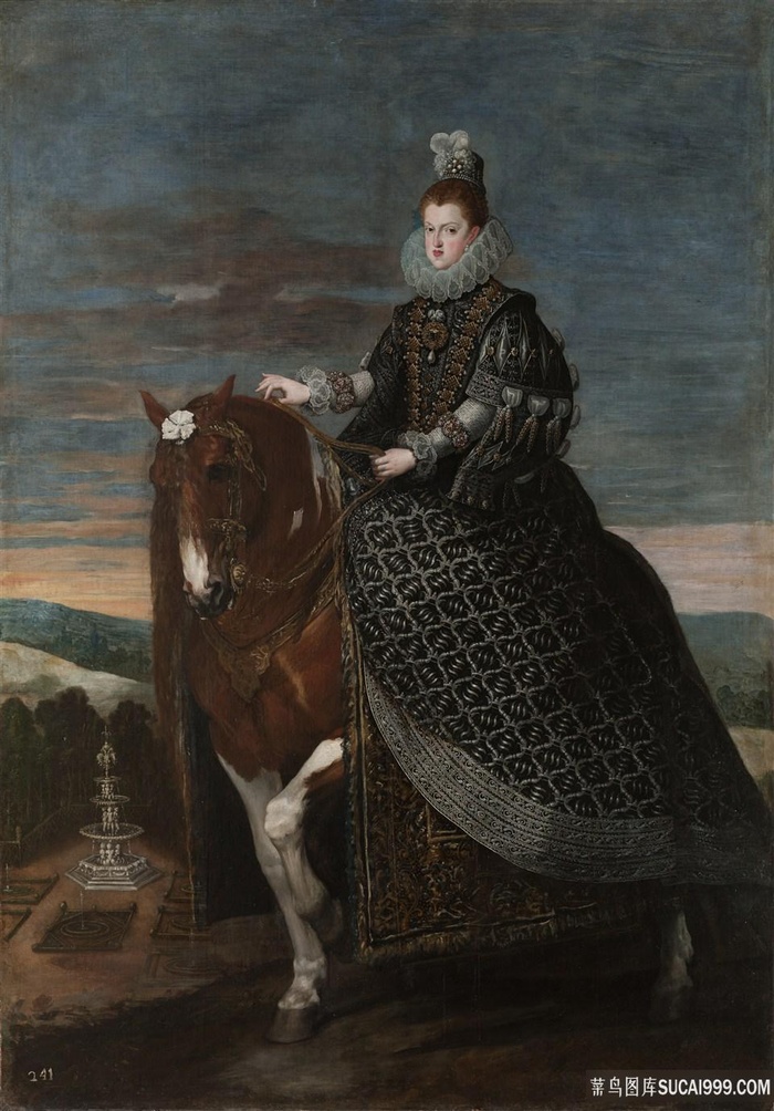 骑马夫人肖像油画