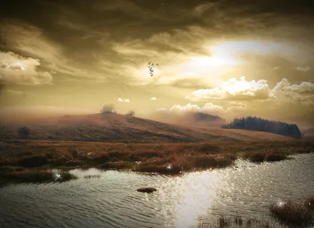 高清河流山丘图片下载