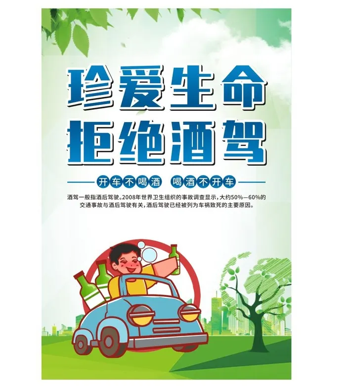 交通安全拒绝酒驾竖版海报cdr矢量模版下载