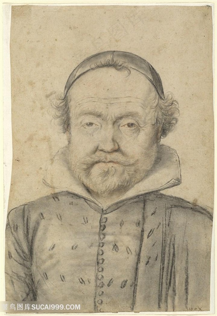 素描胡须男士肖像装饰画手绘插画