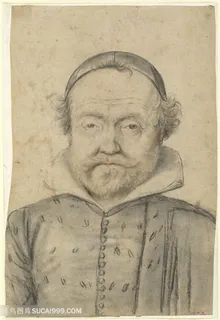 素描胡须男士肖像装饰画手绘插画