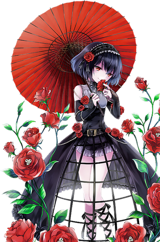 红伞鲜花女孩素材卡通简笔