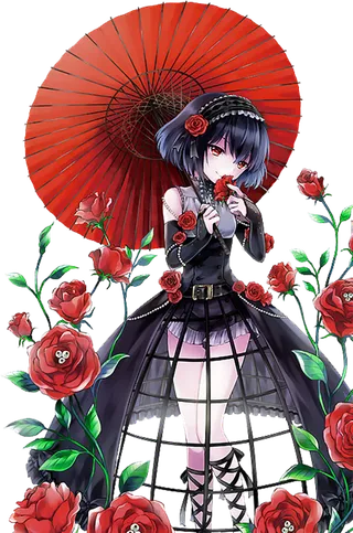 红伞鲜花女孩素材卡通简笔