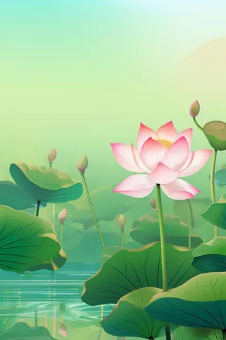 中国风清新绿色荷花荷叶背景