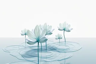 唯美荷花蓝色淡雅简约背景