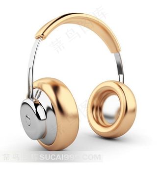 金色耳机耳麦唯美图片