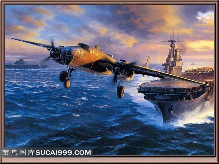 航空母舰战机插画素材