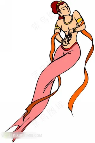 手绘飞天插画素材