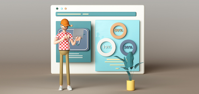 夏季人物3d程序员咖啡色卡通C4D背景