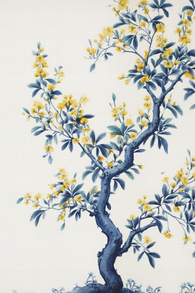 中国风简约淡雅蓝色枝叶背景
