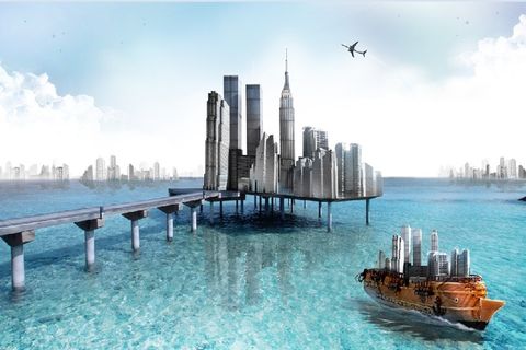 现代城市生活背景墙