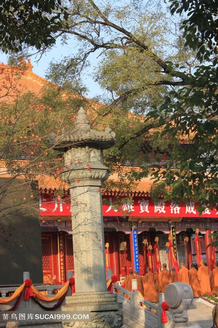 大兴善寺古典建筑和尚摄影素材
