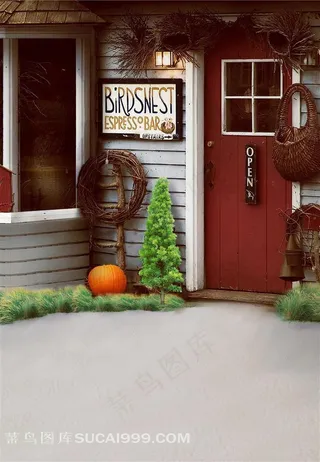 木门小屋摄影背景图片