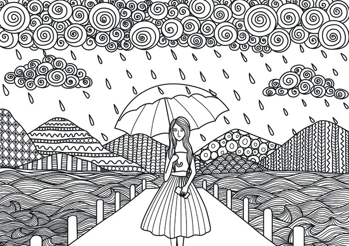 卡通手绘儿童画黑白线描线稿