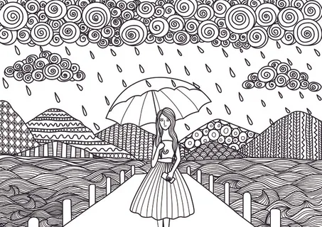 卡通手绘儿童画黑白线描线稿