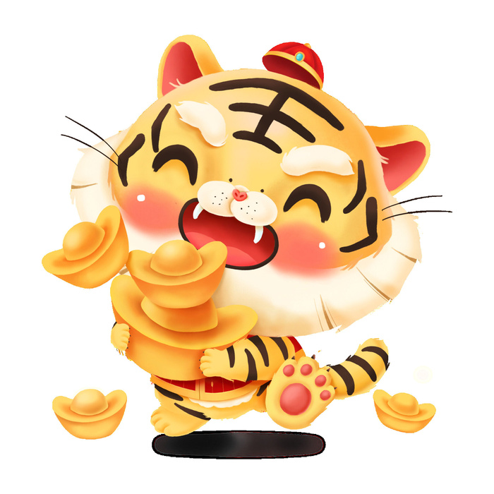 PNG免扣2022虎年新年春节元旦卡通老虎形象图片插画PSD设计素材