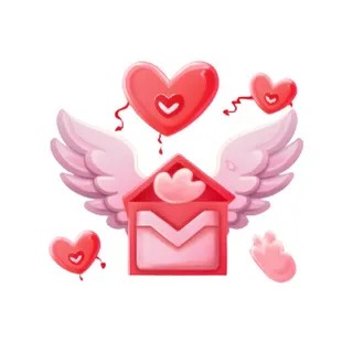 爱心白云信封情人节免抠