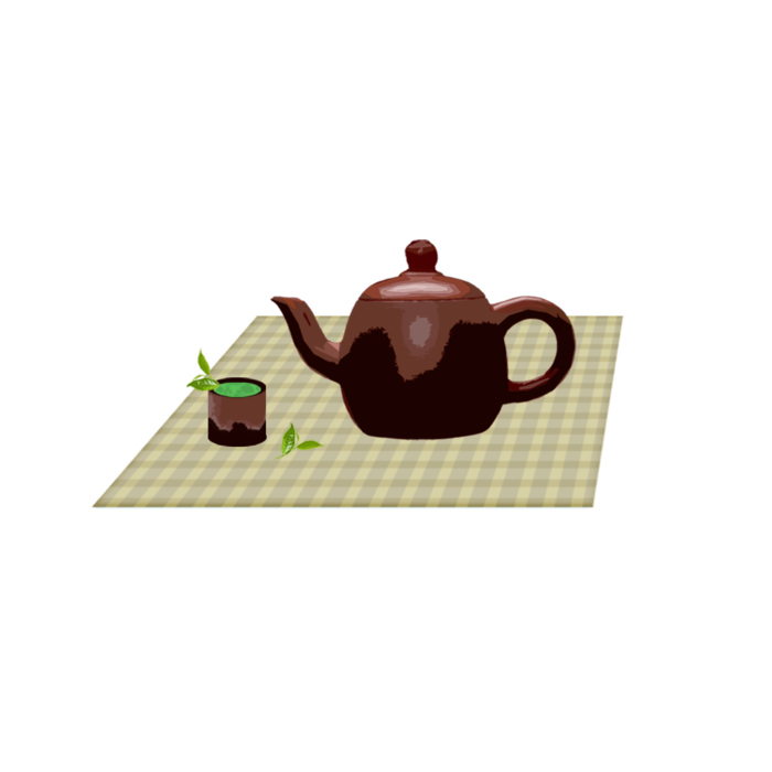 春茶茶具套件psd模版下载