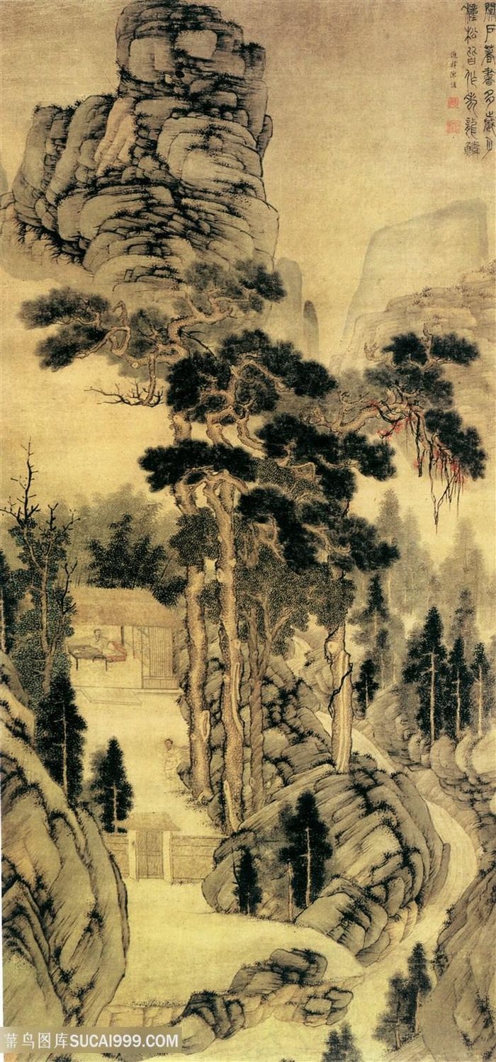 中国风界画画王维诗意图
