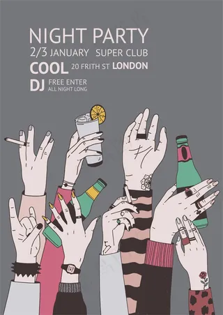 手势手掌 啤酒首饰饮料