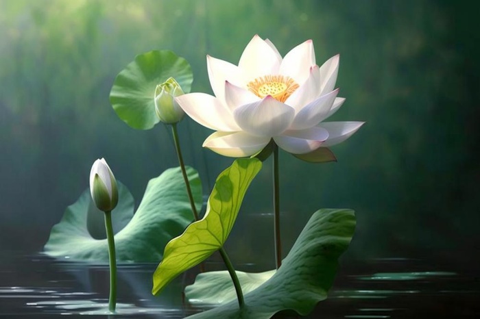 绿色简约荷花摄影背景图