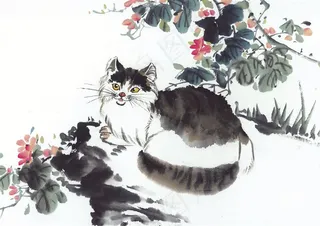 水墨猫中国画素材