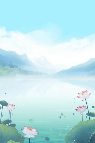 水墨大气国风荷花荷叶背景