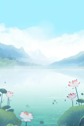 水墨大气国风荷花荷叶背景