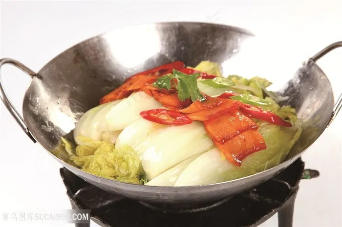 中华美食干锅娃娃菜摄影图