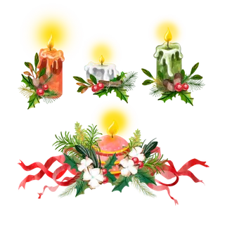 水彩蜡烛卡片装饰