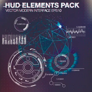 科幻未来科技操作仪表盘HUD元素图游戏UI图标界面边框矢量AI素材