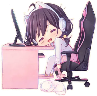 电竞卡通可爱女孩素材简笔