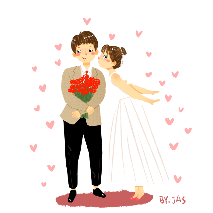 婚纱卡通人物婚礼白纱结婚婚纱摄影手绘