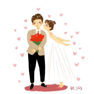 婚纱卡通人物婚礼白纱结婚婚纱摄影手绘