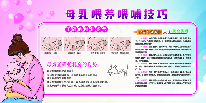 提倡母乳喂养知识技巧展板2psd模版下载