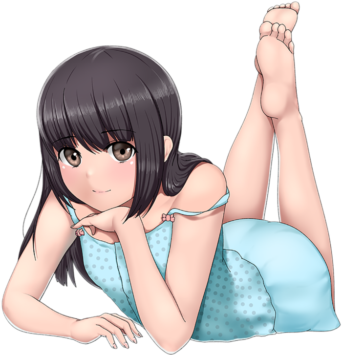 蓝色衣服女孩卡通简笔素材人物