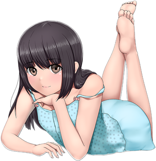 蓝色衣服女孩卡通简笔素材人物