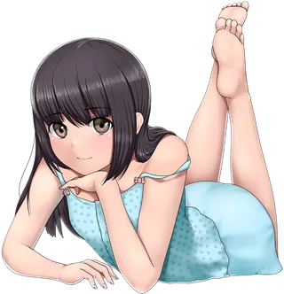 蓝色衣服女孩卡通简笔素材人物