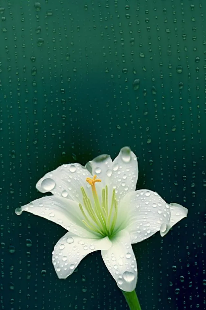 中国风传统绿色百合花简约背景(896x1344)