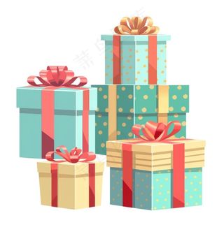 礼物礼盒卡通插画免抠