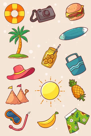 矢量夏季手绘元素