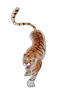 手绘国潮虎年卡通白虎老虎形象插画装饰元素PSD设计素材png免抠图