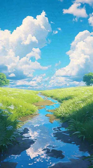 春天河边青草池塘蓝天白云，立春