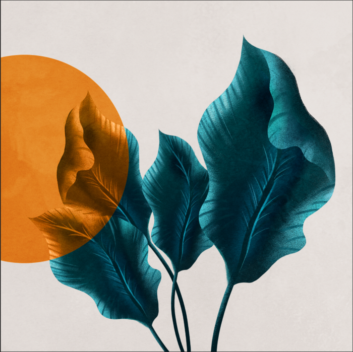 抽象叶子方形装饰画