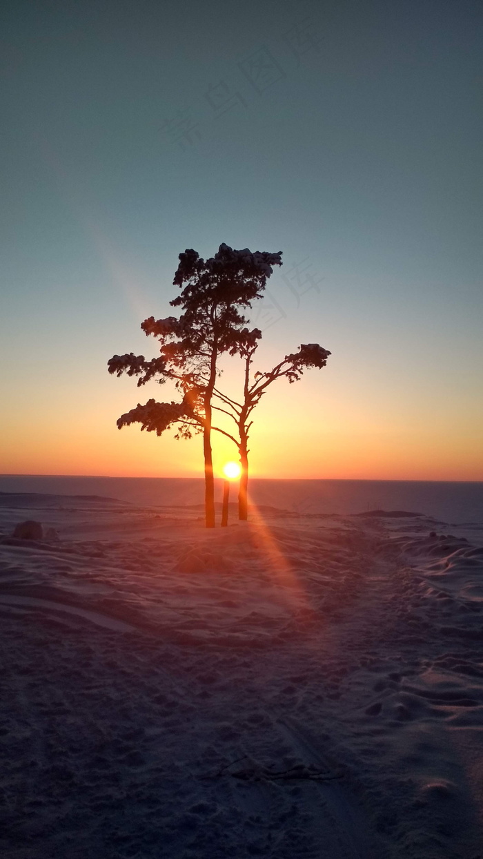 日落夕阳唯美剪影图片