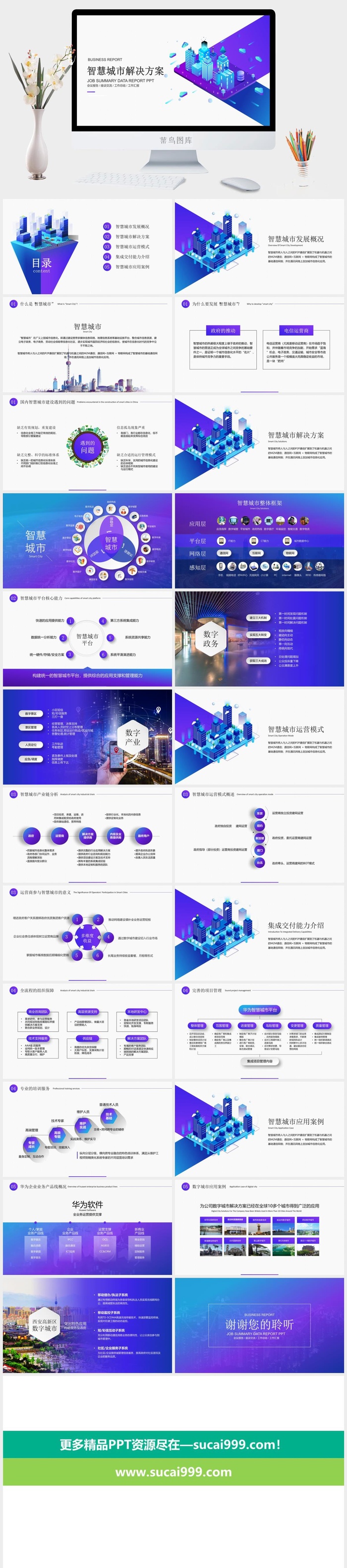 智慧城市科技物联网大数据云计算解决方案PPT