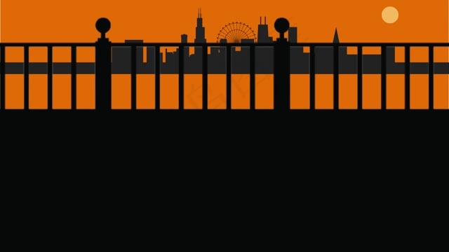 桥, 城市, 芝加哥, 简介, 天际线, 动画片, 美国