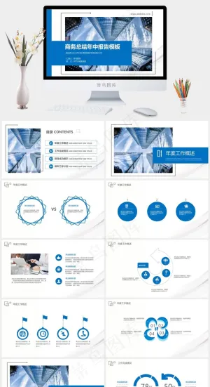 创意简约商务汇报年终总结PPT模板预览图