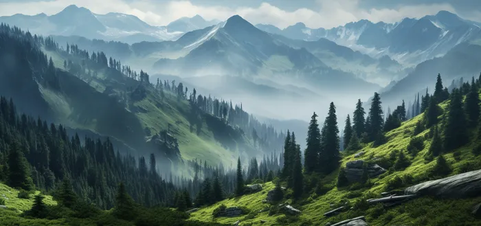 中国风景高山景观绵绵不断的山峰摄影图(4800x2256)