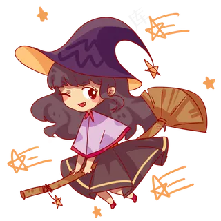 卡通万圣节手绘人物可爱小女孩
